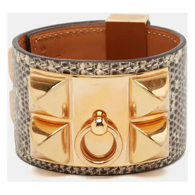 Hermès Collier de Chien Lizardskin Leather Rose Gold Plated Bracelet