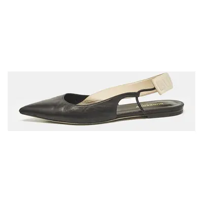 Burberry Black Leather Maria Logo Slingback Flats Size