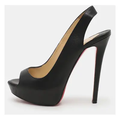 Christian Louboutin Black Leather No Prive Peep Toe Pumps Size 36.5