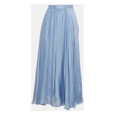 Ralph Lauren Blue Plisse Silk Maxi Skirt