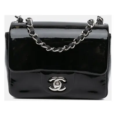 Chanel Black Mini Square Patent Single Flap