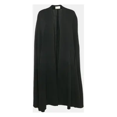 Chloe Vintage Black Cotton Blend Open Front Cape One Size