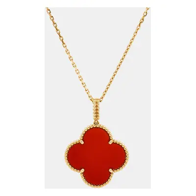 Van Cleef & Arpels Magic Alhambra Carnelian 18k Yellow Gold Long Pendant Necklace