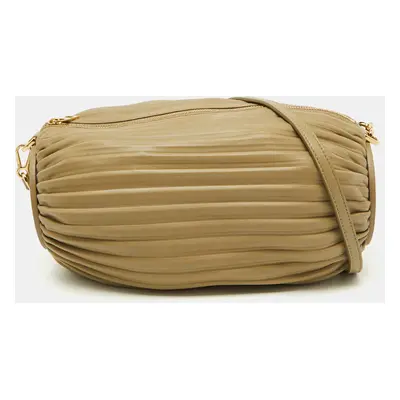 Loewe Clay Green Pleated Leather Bracelet Pouch Shoulder Bag