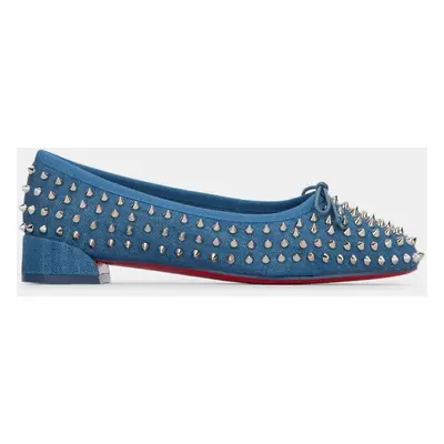 Christian Louboutin Blue Sweetie Jane Spikes Flat Toile Denim Women’s IT