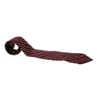 Bvlgari X Davide Pizzigoni Burgundy Diagonal Striped Silk Seven Fold Tie