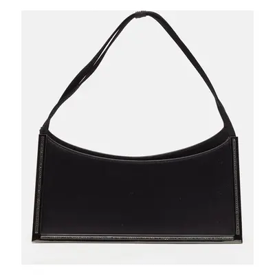 Salvatore Ferragamo Black Satin Frame Shoulder Bag