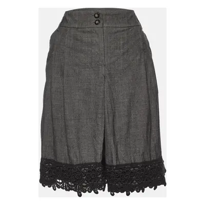 Weekend Max Mara Charcoal Grey Wool & Lace Detail Mini Skirt