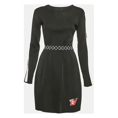 Louis Vuitton Black Logo Patch Stretch Knit Mini Dress