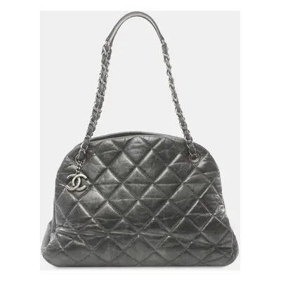 Chanel Grey Aged Calfskin Large Just Mademoiselle Bowling Bag