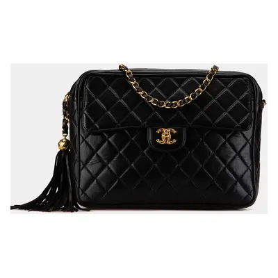 Chanel Black Quilted Lambskin Tassel Camera Bag