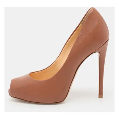 Giuseppe Zanotti Brown Leather Peep Toe Pumps Size