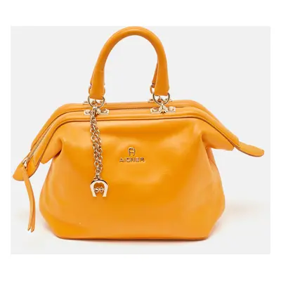 Aigner Orange Leather Frame Satchel