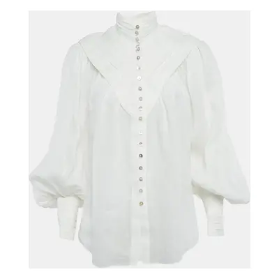 Alemais White Ramie Halcyon Tucked Blouse