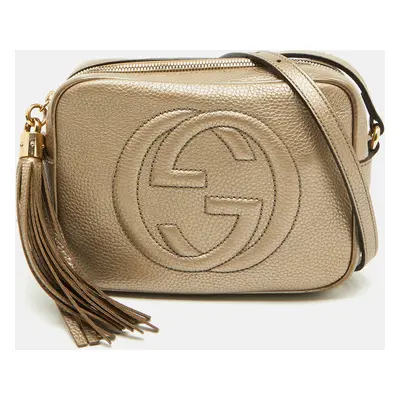 Gucci Metallic Beige Leather Soho Shoulder Bag