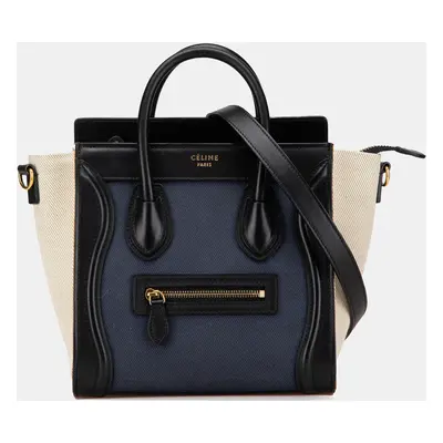 Celine Blue Nano Tricolor Canvas Luggage Tote