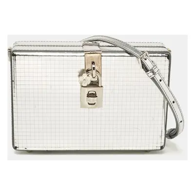 Dolce & Gabbana Silver Gold Patent Leather Dolce Box Clutch Bag