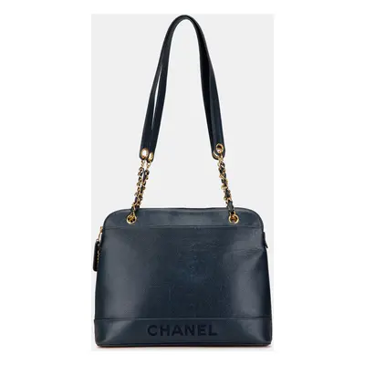 Chanel Blue Caviar Chain Tote