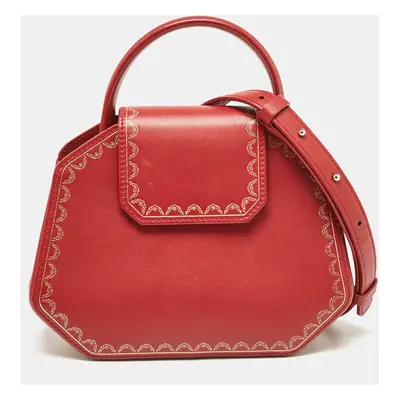 Cartier Red Leather Mini Guirlande De Cartier Top Handle Bag