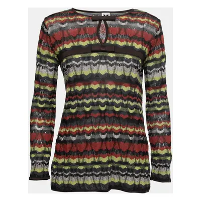 M Missoni Multicolor Patterned Knit Bow Detail Top