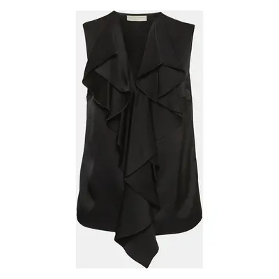 Stella McCartney Black Silk Ruffle Sleeveless Top