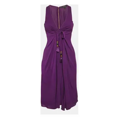 Gucci Purple Jersey Tie-Up Detail Sleeveless Midi Dress