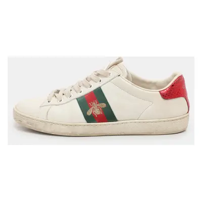 Gucci White Leather Ace Low Top Sneakers Size