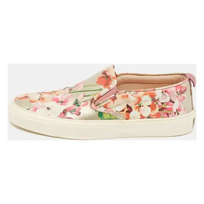 Gucci Multicolor Blooms Print Leather Slip On Sneakers Size