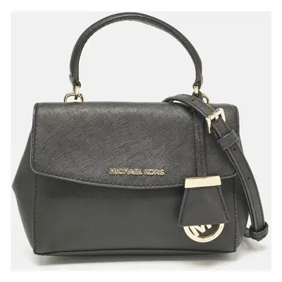 Michael Kors Black Leather Mini Ava Top Handle Bag