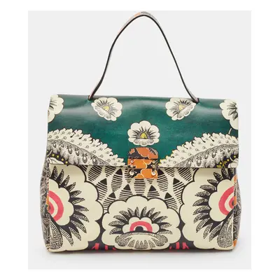 Valentino Multicolor Floral Print Leather Mime Top Handle Bag