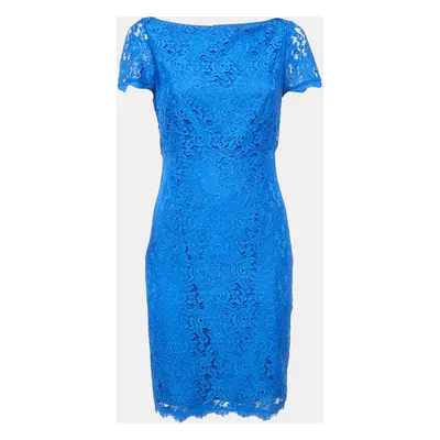 Diane Von Furstenberg Blue Floral Lace Mini Dress