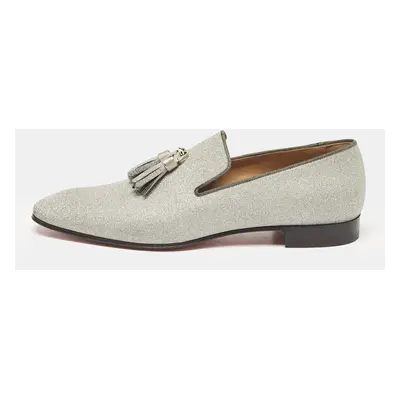 Christian Louboutin Silver Glitter Dandelion Tassel Loafers Size