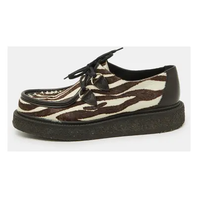 Louis Vuitton Brown Animal Print Calf Hair Creepers Platform Oxfords Size