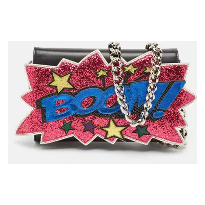 Dolce & Gabbana Black Boom Patch Chain Shoulder Bag