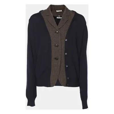 Miu Miu Deep Navy/Brown Wool Blend Sweater