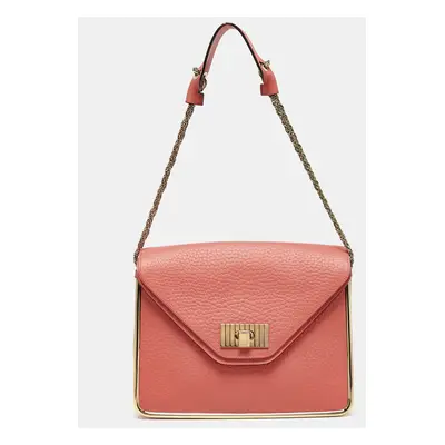 Chloe English Rose Pebbled Leather Sally Flap Shoulder Bag