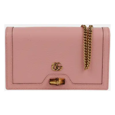 Gucci Wild Rose Textured Dollar Calfskin Mini Diana Chain Bag