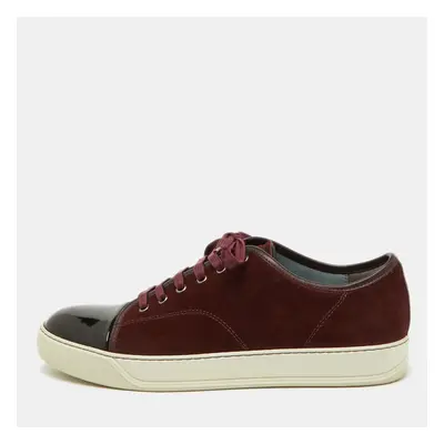 Lanvin Burgundy/Dark Brown Suede and Patent Leather DDB1 Low Top Sneakers Size