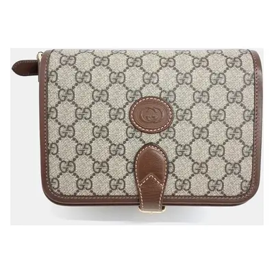 Gucci Beige Brown PVC Interlocking G Mini Shoulder Bag