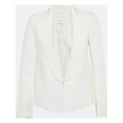 Sandro White Jacquard Shawl Collar Jacket