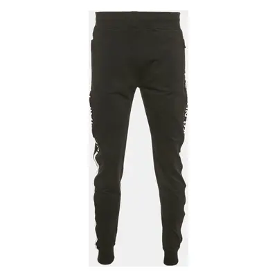 Balmain Black Cotton Knit Logo Contrast Trimmed Track Pants