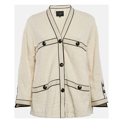 Maje Cream Tweed Button Front Jacket