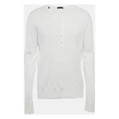 Tom Ford White Rib Knit Full Sleeve T-Shirt