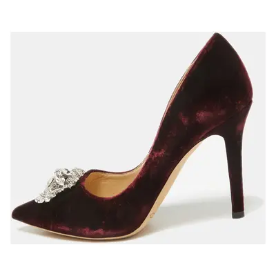 Jimmy Choo Exclusive Collection Burgundy Velvet Amanda Pumps Size 36.5