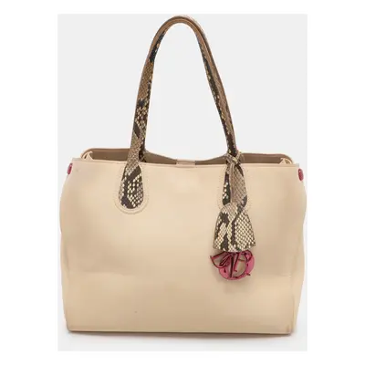 Dior Cream Leather and Snakeskin Trims Dior Addict Shopping Tote