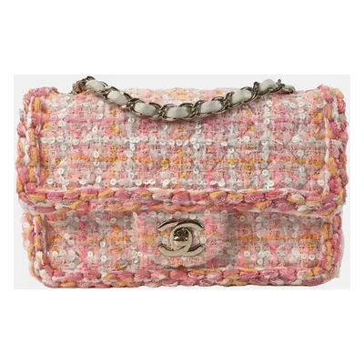 Chanel Pink Tweed Mini Classic Rectangular Flap Bag