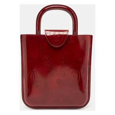 Cartier Red Glossy Leather Happy Birthday Tote