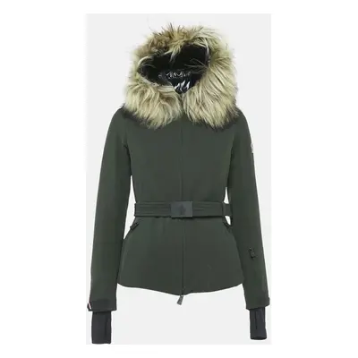 Moncler Grenoble Green Nylon and Detachable Fur Hooded Down Jacket