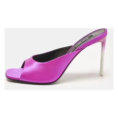 Sergio Rossi Magenta Satin Slide Sandals Size