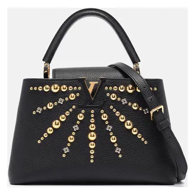 Louis Vuitton Black Leather Studded Sol Capucines PM Bag